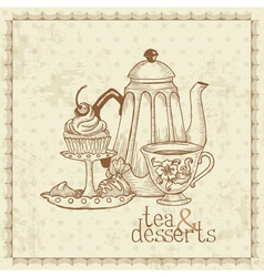 Tea and Desserts vector image