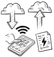 Doodle pad cloud file upload download vector image