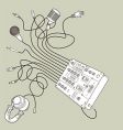DJ mixer with connectors vector image