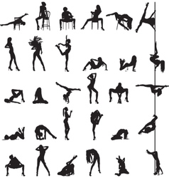 Silhouettes of dancing girls vector image
