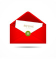 Red Envelope letter Merry Christmas white card vector image