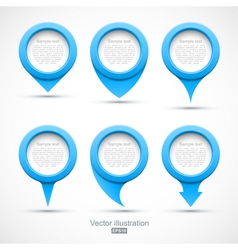 Set of blue circle pointers 3D vector image