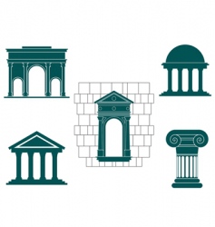 Ancient buildings symbols vector image