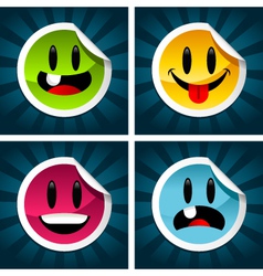 Happy smiling stickers vector image