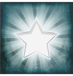 Silver rimmed star on aged light rays parchment vector image