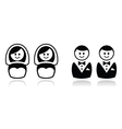 Gay and lesbian wedding icons set vector image