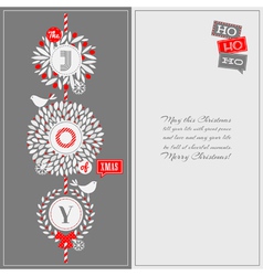 Christmas greeting card with holly wreath and bird Christmas greeting card with holly wreath and bird vector image
