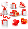 Set of colorful gift boxes with bows and ribbons vector image