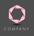 Pink hexagon ribbon logo vector image
