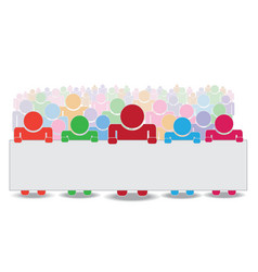 Crowd holding label vector image