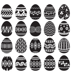 Easter egg set black vector image