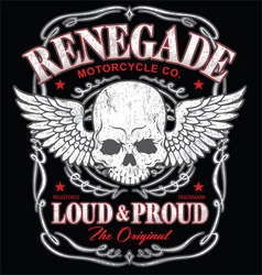 Renegade winged skull graphic vector image