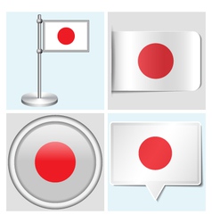 Japan flag - sticker button label flagstaff vector image