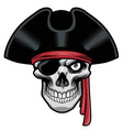 Pirate skull with hat and eye patch vector image