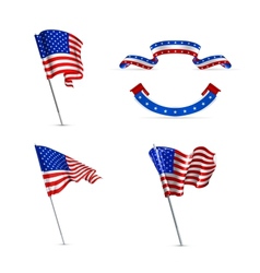 American flags set vector image