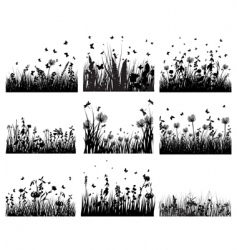 Meadow silhouettes vector image