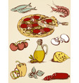 Pizza sketch set vector image