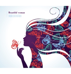 Beautiful girl with butterfly vector image
