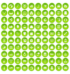 100 online shopping icons set green circle vector image
