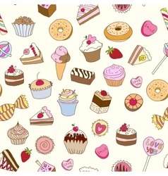 Seamless pattern with sweets vector image