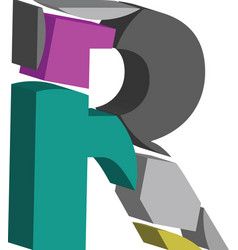 Grunge colorful font letter r Royalty Free Vector Image
