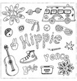 Hand drawn doodle cartoon set of hippie Hand drawn doodle cartoon set of hippie vector image