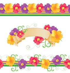 Flowers and butterflies borders vector image