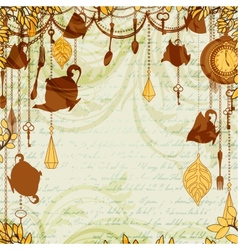 Antique background with tea party theme vector image