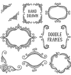 Set of hand drawn doodle frames on white vector image