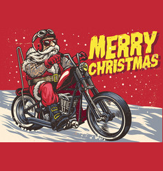 Senior biker wear santa claus costume and riding vector image