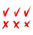 Set of red painted ticks vector image