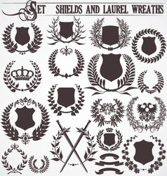 Set - shields and laurel wreaths vector image