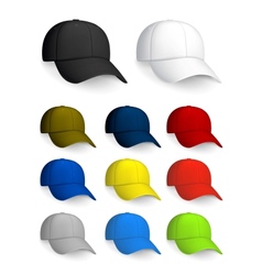 Set of Baseball caps isolated on the white vector image