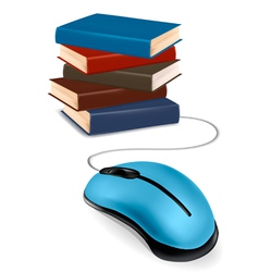 Stack of books and mouse vector image