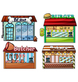 Petshop burger stand butcher shop and bakery vector image
