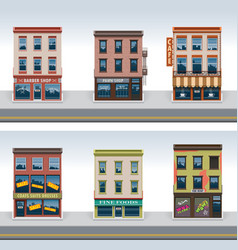 City buildings icon set vector image