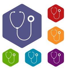 Phonendoscope icons set Phonendoscope icons set vector image