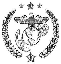 Doodle us military wreath marines vector image