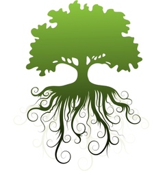 Silhouette of a tree with abstract roots vector image