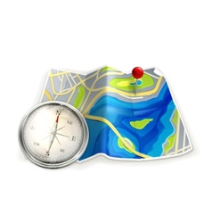 Map and compass vector image