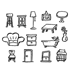 Doodle series furniture vector image