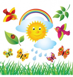 Spring sun set v vector image