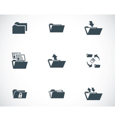 Black folder icons set vector image