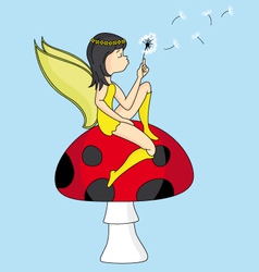 Fairy blowing dandelion vector image