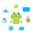 Cute green cartoon frog icon vector image