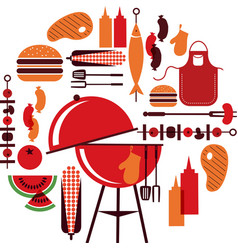 Set of bbq objects vector image