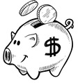 Doodle piggy bank vector image