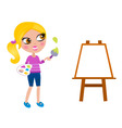 Happy little painter girl vector image