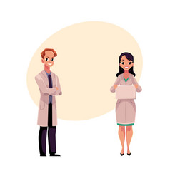 Male and female doctors in medical coats man and vector image