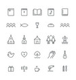 Church and christian community flat outline icons vector image